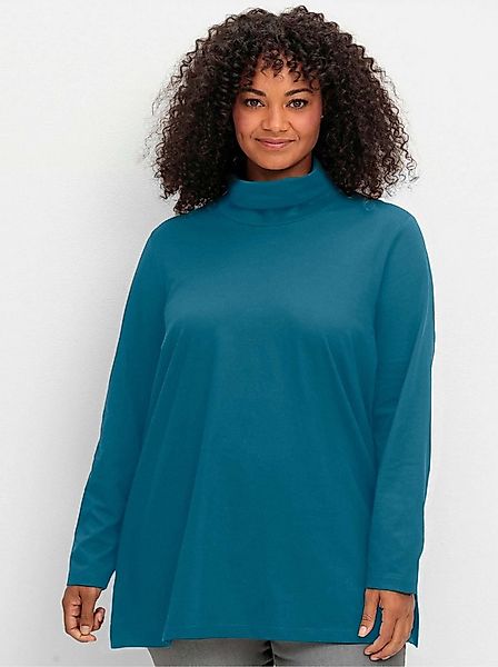 Sheego T-Shirt Rollkragenshirt Langarm in leichter A-Linie günstig online kaufen