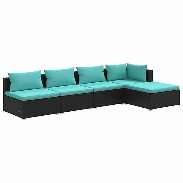 Vidaxl 5-tlg. Garten-lounge-set Mit Kissen Poly Rattan Schwarz günstig online kaufen