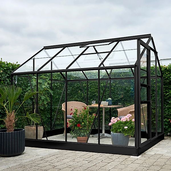 Halls Gewächshaus Popular 86 Schwarz 5 m² inkl. Fundamentrahmen günstig online kaufen