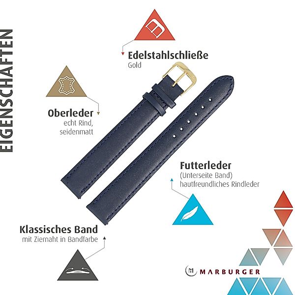 MARBURGER Uhrenarmband 22mm Leder XXL Extra günstig online kaufen