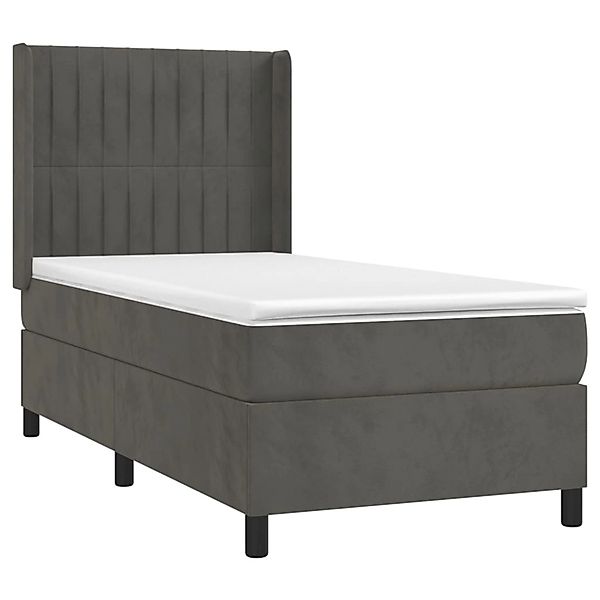 vidaXL Boxspringbett mit Matratze & LED Dunkelgrau 90x190 cm Samt 3139656 günstig online kaufen