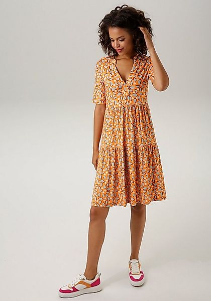 Aniston CASUAL Sommerkleid mit extravaganten, graphischem Druck günstig online kaufen