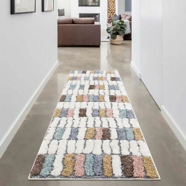 carpet city® Shaggy-Teppich - Geo-Muster Mehrfarbig - Hochflorteppich 3D-Ef günstig online kaufen
