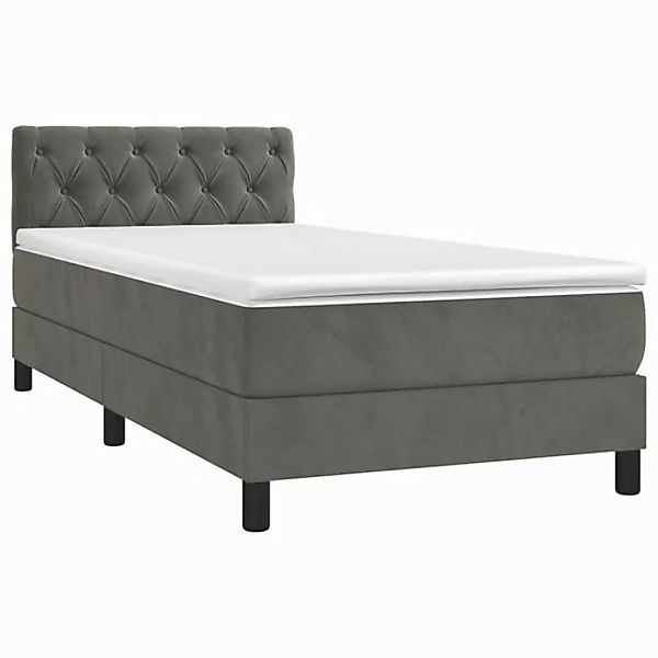 furnicato Bett Boxspringbett mit Matratze Dunkelgrau 80x200 cm Samt (1-tlg) günstig online kaufen