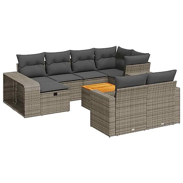 vidaXL 11-Tlg Garten-Sofagarnitur mit Kissen Grau Poly Rattan 3326084 günstig online kaufen