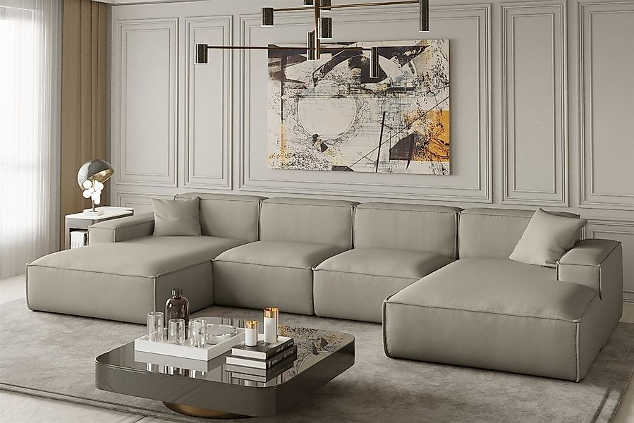 Fun Möbel Wohnlandschaft U-Form CELES, Breite 379 cm, inkl. 2 Zierkissen günstig online kaufen