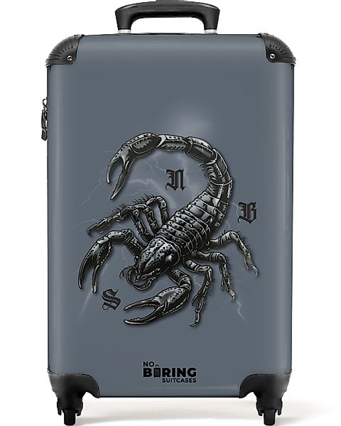NoBoringSuitcases.com© Hartschalen-Trolley Blau mit schwarzem Skorpion günstig online kaufen