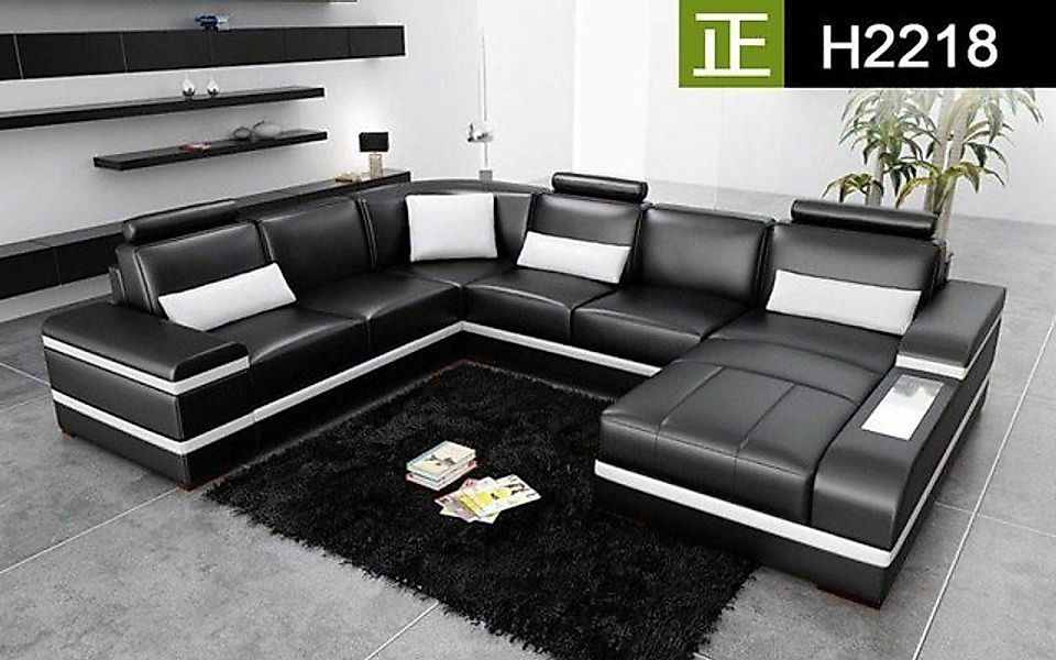 JVmoebel Ecksofa Ledersofa Big XXL U Form Wohnlandschaft Sofa Couch Garnitu günstig online kaufen