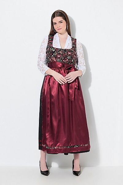 Ulla Popken Dirndl Dirndl Blüten Carré-Ausschnitt Satinschürze günstig online kaufen