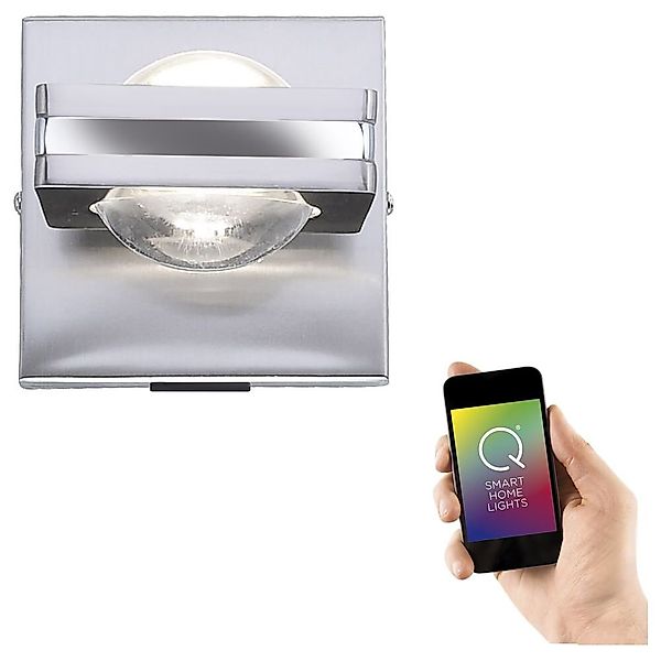 Q-Smart LED Wandleuchte Q-Fisheye in Silber RGBW inkl. Fernbedienung günstig online kaufen