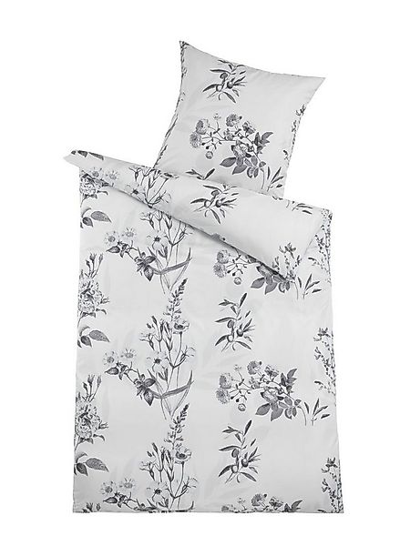 Optidream Bettwäsche Premium Mako-Satin 135x200cm 80x80cm Floral Design gra günstig online kaufen