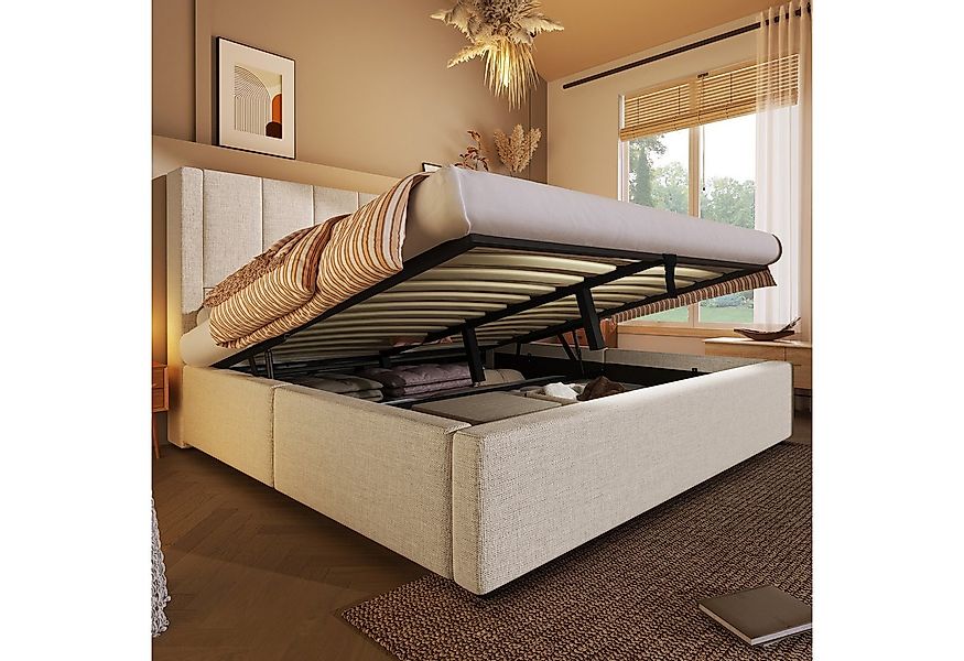 TavilaEcon Boxspringbett Hydraulisches Polsterbett mit verstecktem Becherha günstig online kaufen