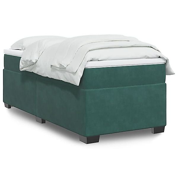 vidaXL Boxspringbett, Boxspringbett mit Matratze Dunkelgrün 100x200 cm Samt günstig online kaufen