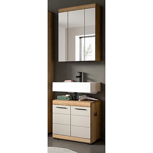 Inn.Furn Badmöbel Set 2-teilig in Sand und Eiche 60 cm Shawn günstig online kaufen