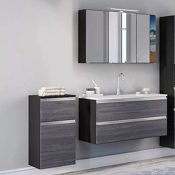 Möbel Set in Eiche Grau für Badezimmer (dreiteilig) günstig online kaufen