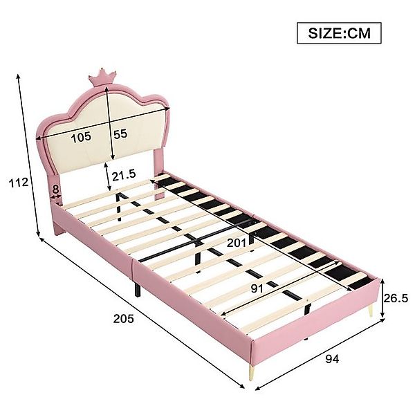 Flieks Polsterbett, Kinderbett Einzelbett 90x200cm mit Wellenform-Kopfteil günstig online kaufen