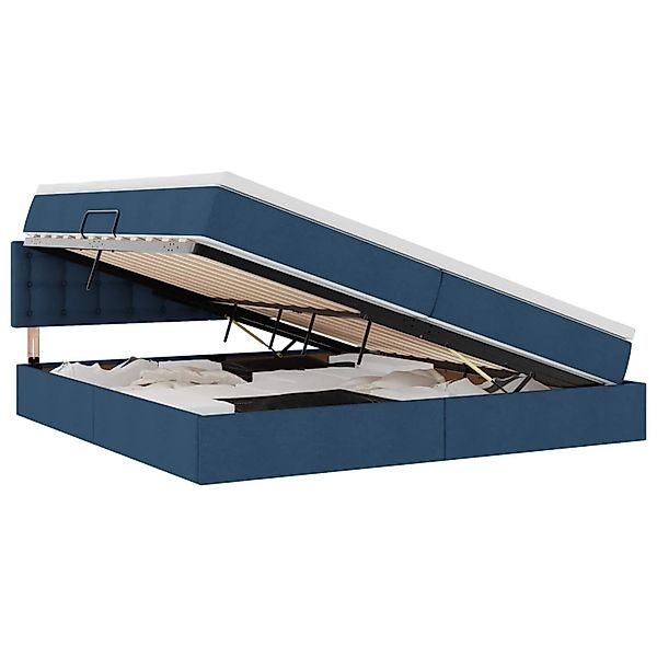 vidaXL Stauraumbett mit Matratze Blau 200 x 200 cm Holzwerkstoff 3370661 günstig online kaufen