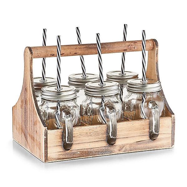 Zeller Present Glas, (Set, 6 tlg.), je 6 Gläser, Deckel und Strohhalme, in günstig online kaufen