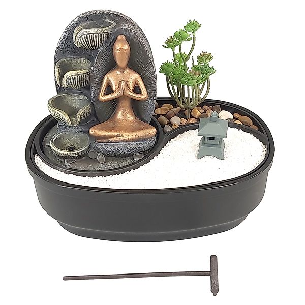 Lemodo Zimmerbrunnen Tischbrunnen mit Zen-Garten, Pumpe günstig online kaufen