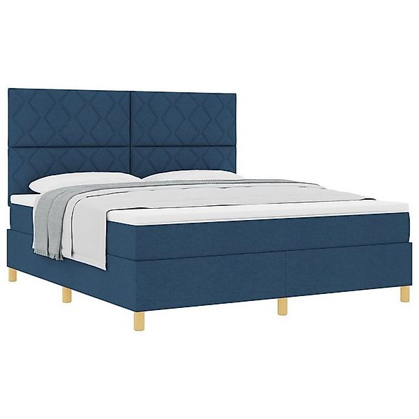 vidaXL Bett Boxspringbett mit Matratze Blau Super King Stoff (1-tlg) günstig online kaufen