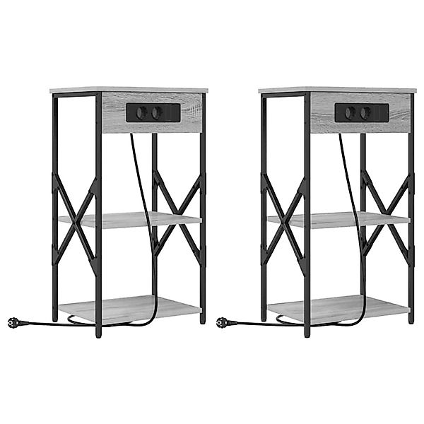 vidaXL Nachttisch 2 Stk Grau Sonoma 41 x 31 x 76 cm Holzwerkstoff 859532 günstig online kaufen