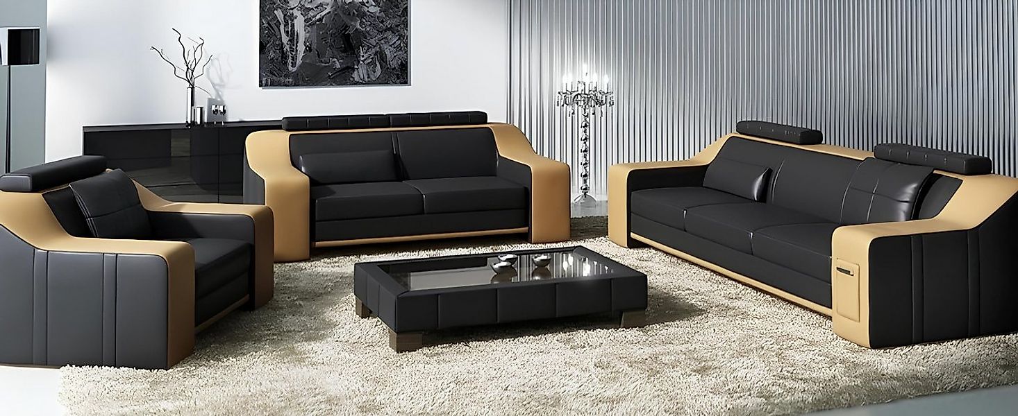 Xlmoebel Sofa Ledersofa Set mit Sofa, Couch, Sitzpolster und Garnitur - Sof günstig online kaufen