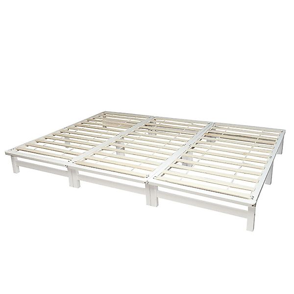 Homestyle4u Bett 270x200 Familienbett XXL Weiß Grau Natur Bettgestell extra günstig online kaufen