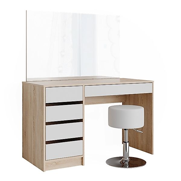 Vicco Schminktisch-Set Sherry Weiß/Sonoma/Sonoma 120 cm mit Hocker günstig online kaufen