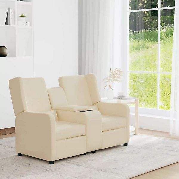 Vidaxl Relaxsofa 2-sitzer Mit Getränkehalter Creme Stoff günstig online kaufen