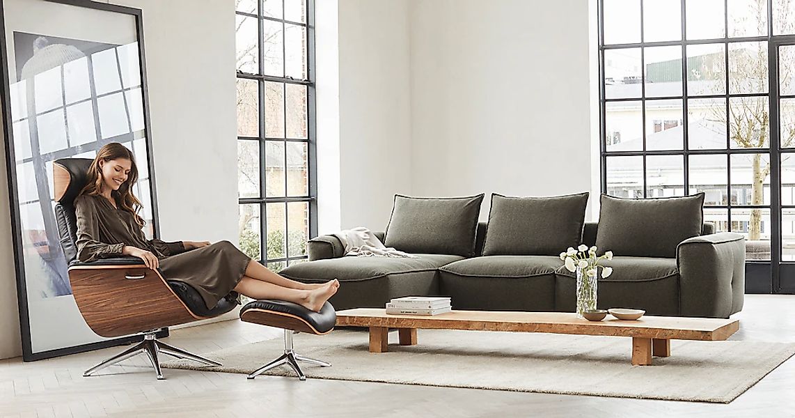 FLEXLUX Fußhocker "Volden", für Beinauflage zur besseren Entspannung, Walnu günstig online kaufen