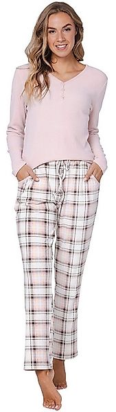 Pastunette Schlafanzug Damen Pyjama mit Flanellhose (2 tlg) Modisches Desig günstig online kaufen