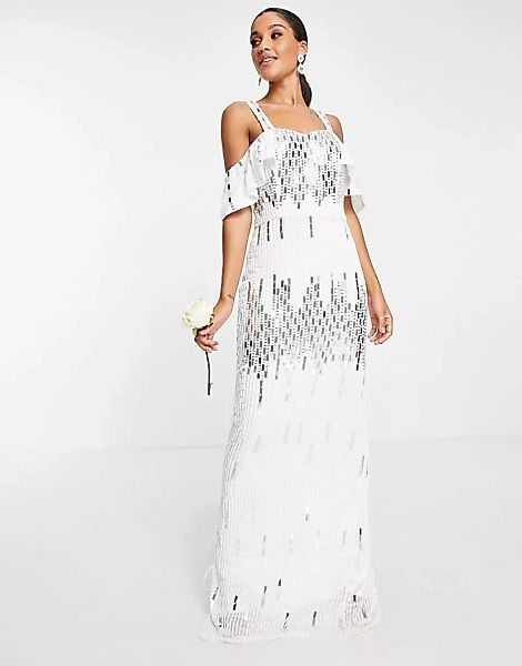 Virgos Lounge – Bridal – Verziertes Kleid mit Aussparungen an den Schultern günstig online kaufen