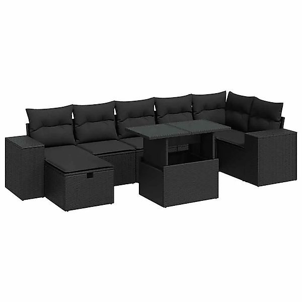 vidaXL 5-Tlg Garten-Sofagarnitur mit Kissen Schwarz Poly Rattan 3327945 günstig online kaufen