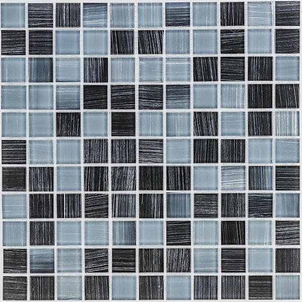 Mosaikmatte Glas Grau-Schwarz Gestreift 30 cm x 30 cm günstig online kaufen