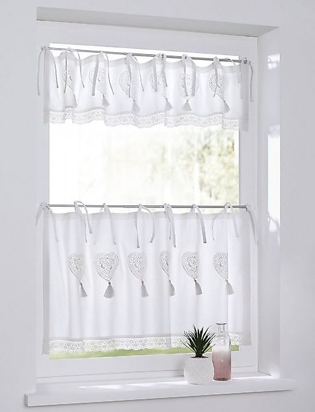 Kutti Scheibengardine Camille (1 St), Bindebänder, blickdicht, Kurzgardine, günstig online kaufen