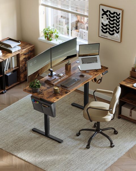 SONGMICS Schreibtisch Höhenverstellbarer elektrisch, 120/140/160/180 cm, günstig online kaufen