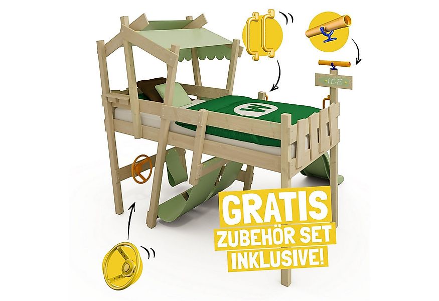 Wickey Kinderbett CrAzY Snuggy Massivholz-Hochbett mit Leiter, Lenker & Rut günstig online kaufen