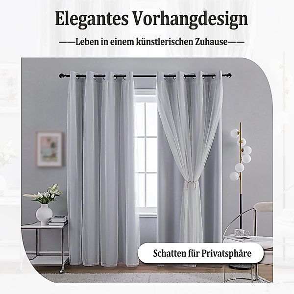 Kaket Verdunkelungsvorhang Verdunkelungsvorhänge mit Doppelschicht, Verdunk günstig online kaufen