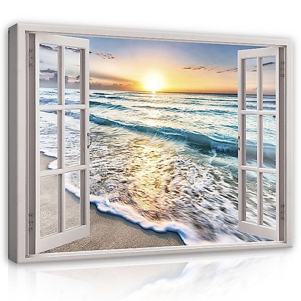 Wallarena Leinwandbild Fenster Strand Meer Natur günstig online kaufen