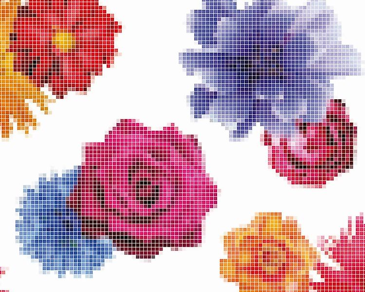 Fototapete "Pixelblumen" 4,00x2,50 m / Strukturvlies Klassik günstig online kaufen