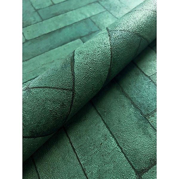 Newroom Vliestapete Ares Grün Ziegelstein Modern FSC® günstig online kaufen