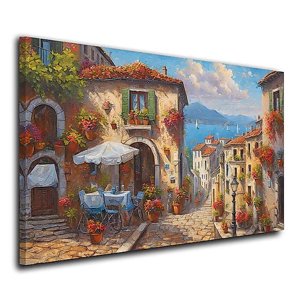 Artedinoi Leinwandbild Italien Dorf Altstadt Meeresblick günstig online kaufen