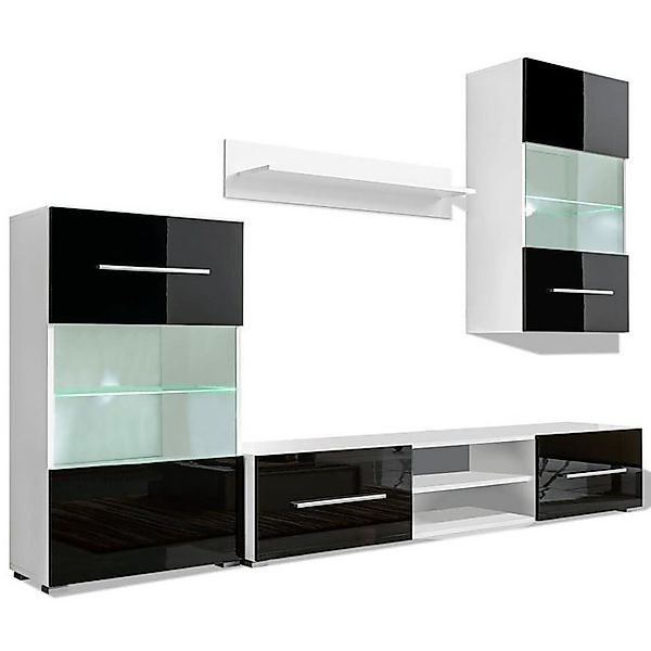 vidaXL TV-Schrank 4-tlg. Wohnwand mit TV-Schrank & LED-Leuchten Hochglanz-S günstig online kaufen