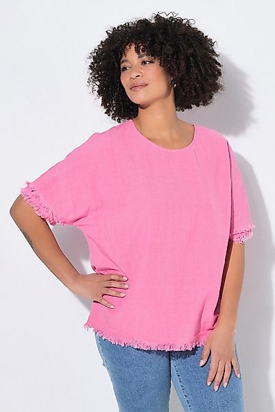 Angel of Style Druckbluse Blusenshirt Oversize Fit Leinenanteil Fransen günstig online kaufen