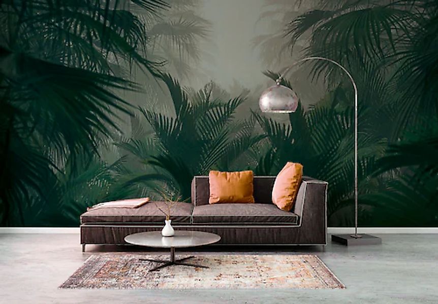 A.S. Création Vliestapete »Dschungelfototapete Nebelgrün Tropisches Palmen« günstig online kaufen