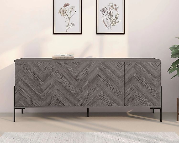 OTTO home Sideboard "Eadwine" Kommode, Push-to-open, Türen mit Fischgräten günstig online kaufen