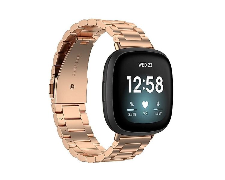 Wigento Smartwatch-Armband Für Fitbit Versa 4 + 3 / Sense 1 + 2 Stahl Metal günstig online kaufen
