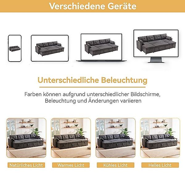 Merax Schlafsofa U-förmiges Sektionssofa aus Baumwoll- & Leinenstoff, 1 Tei günstig online kaufen