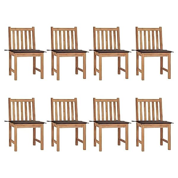 vidaXL Gartenstühle 8 Stk mit Kissen Massivholz Teak 3073150 günstig online kaufen
