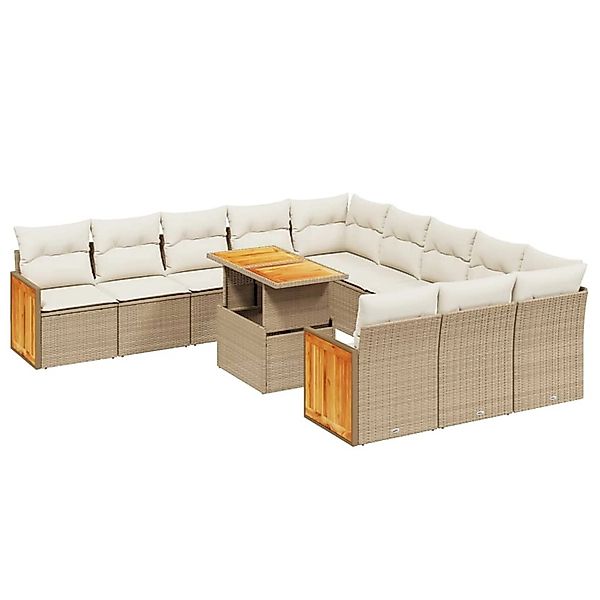 vidaXL 11-tlg Garten-Sofagarnitur mit Kissen Beige Poly Rattan Modell 153 günstig online kaufen